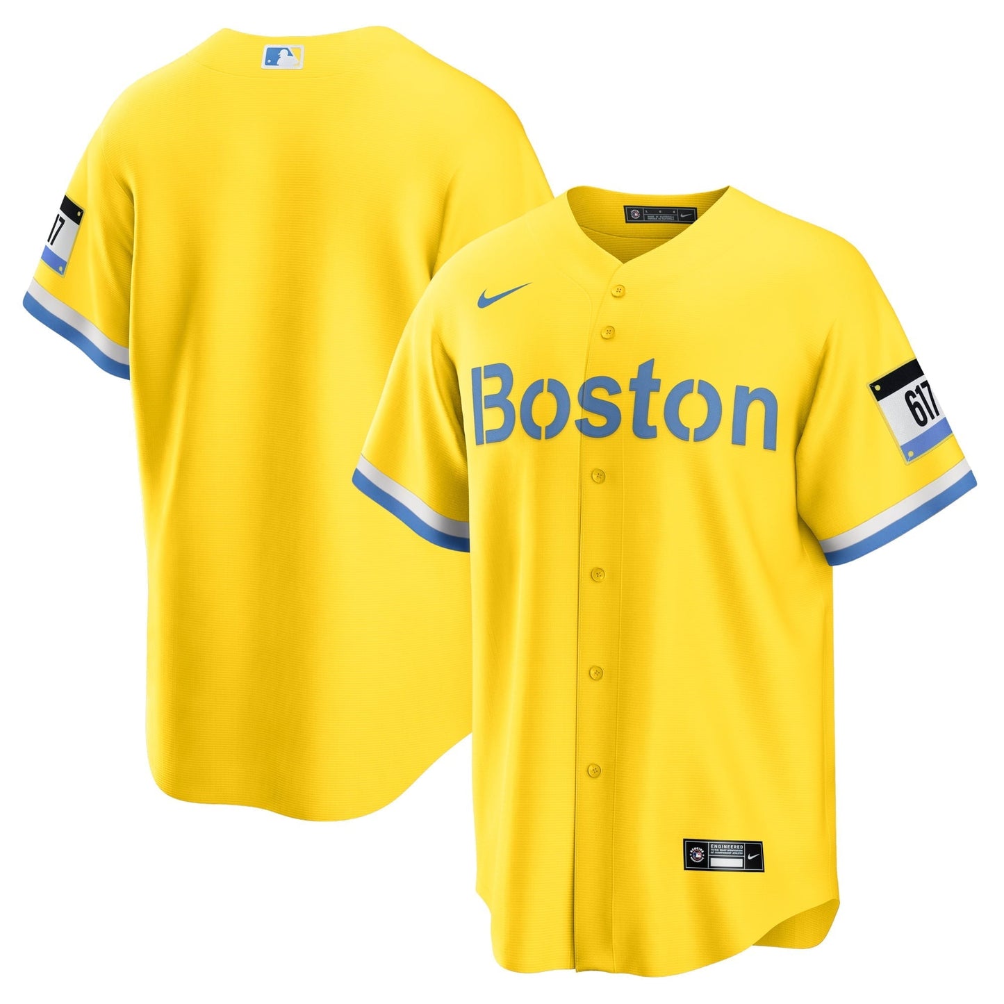 Men's Nike Gold/Light Blue Boston Red Sox City Connect Replica Jersey